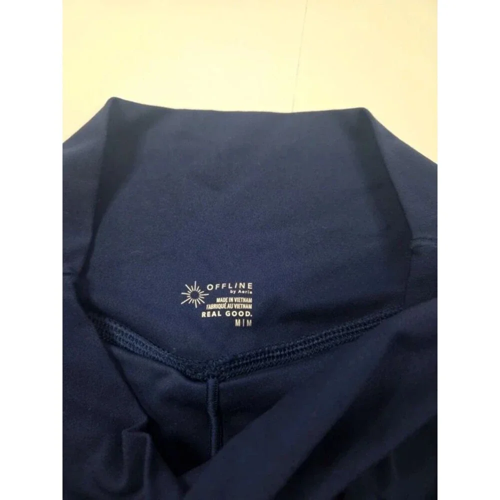 Offline Aerie Navy Blue Pleated Flowy Shorts Medium Flat Waistband